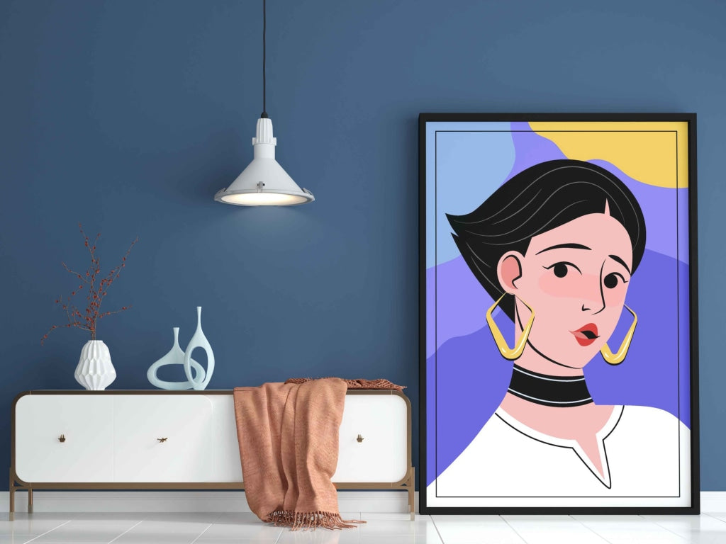 Adorable Women Portrait Art Frame For Wall Decor- Funkydecors Xs / Black Posters Prints & Visual