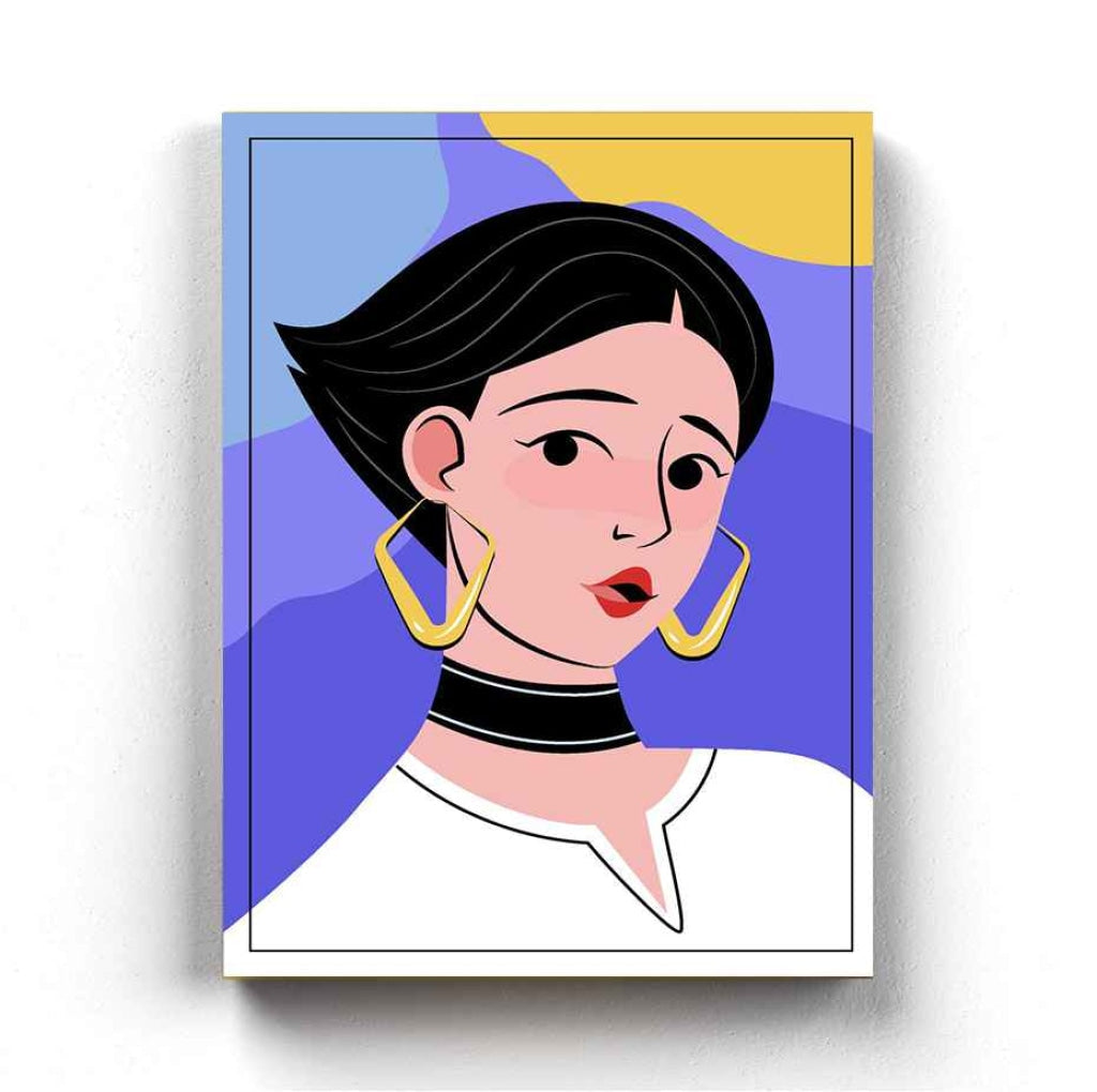 Adorable Women Portrait Art Frame For Wall Decor- Funkydecors Xs / Canvas Posters Prints & Visual