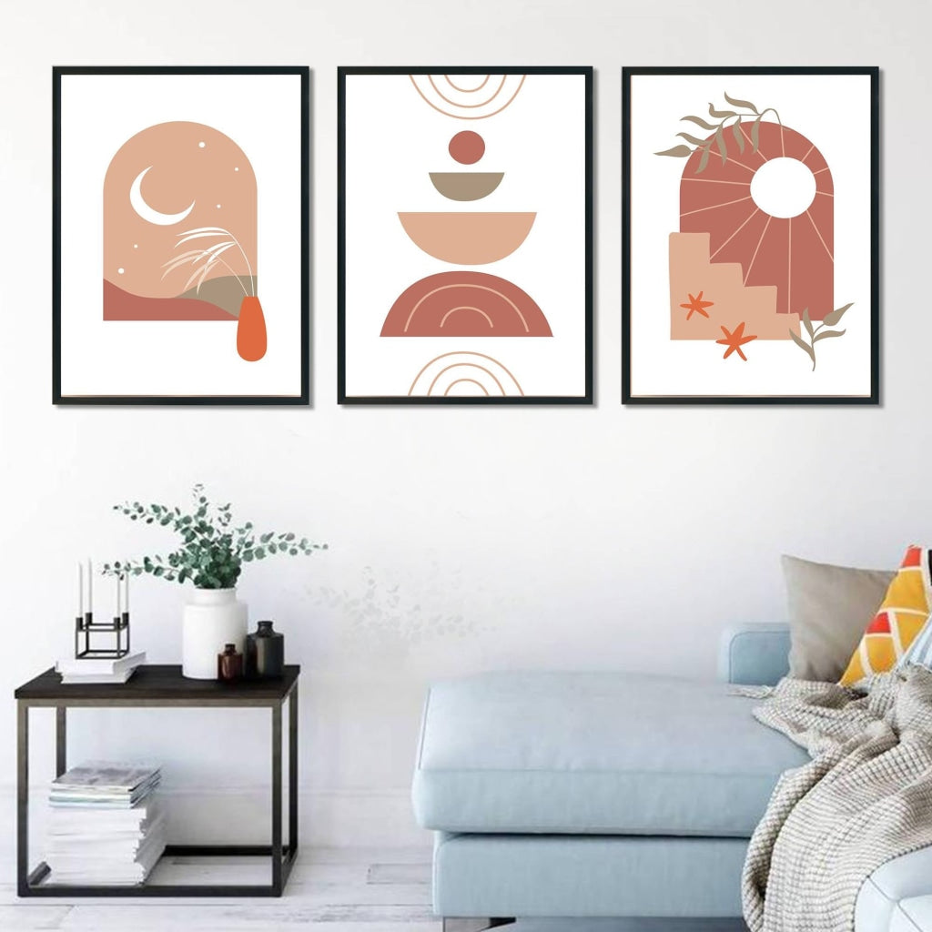 Aesthetic Abstract 3 Panels Art Frame For Wall Decor- Funkydecors Xs / Black Posters Prints &amp; Visual