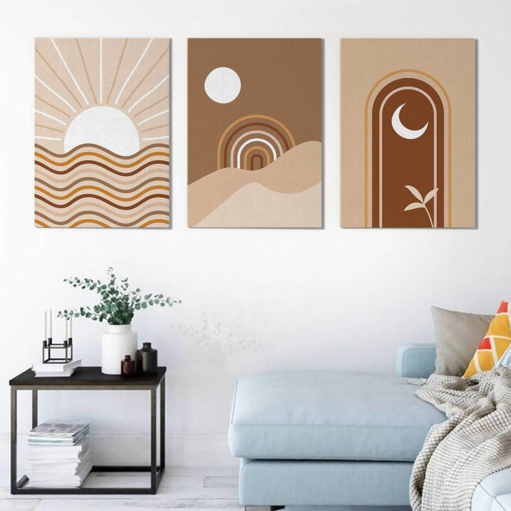 Aesthetic Abstract 3 Panels Art Frame For Wall Decor- Funkydecors Xs / Canvas Posters Prints &