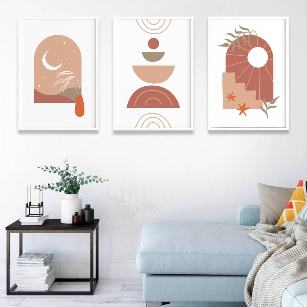 Aesthetic Abstract 3 Panels Art Frame For Wall Decor- Funkydecors Xs / White Posters Prints &amp; Visual