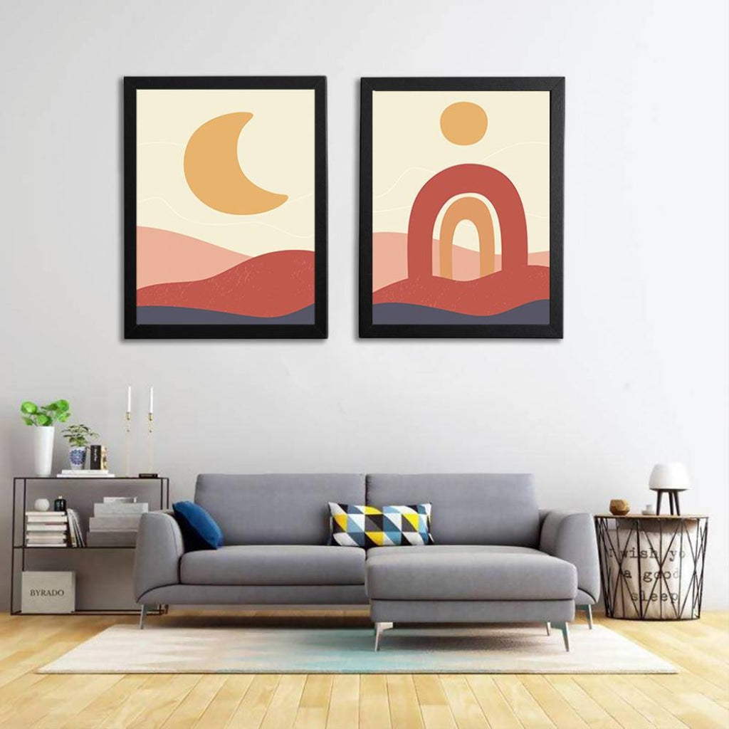 Aesthetic Minimal 2 Panels Art Frame For Wall Decor- Funkydecors Xs / Black Posters Prints &amp; Visual