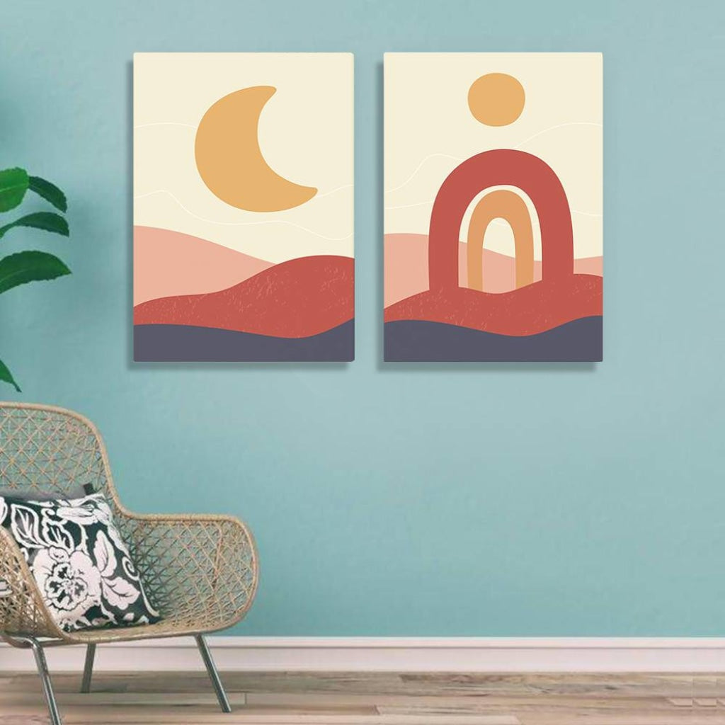 Aesthetic Minimal 2 Panels Art Frame For Wall Decor- Funkydecors Xs / Canvas Posters Prints &amp; Visual