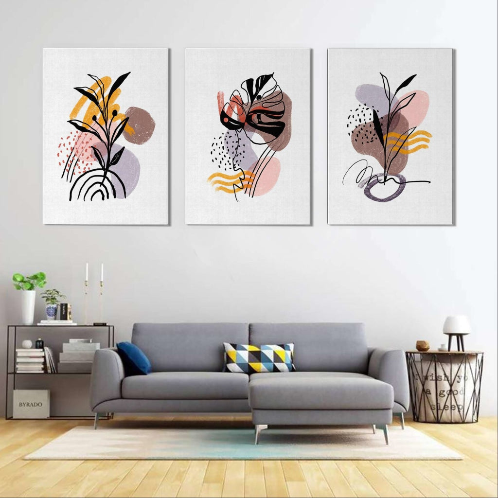 Aesthetic Minimal 3 Panels Art Frame For Wall Decor- Funkydecors Xs / Canvas Posters Prints &amp; Visual