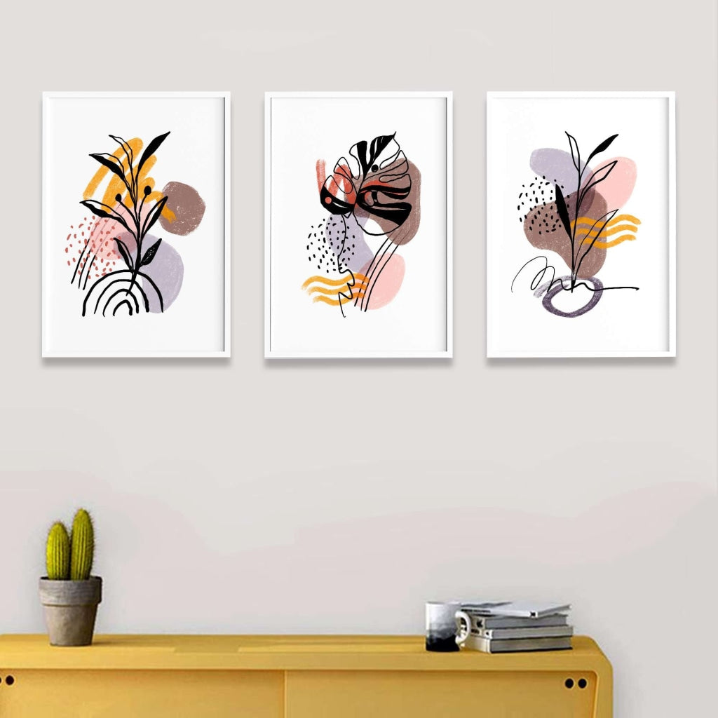 Aesthetic Minimal 3 Panels Art Frame For Wall Decor- Funkydecors Xs / White Posters Prints &amp; Visual