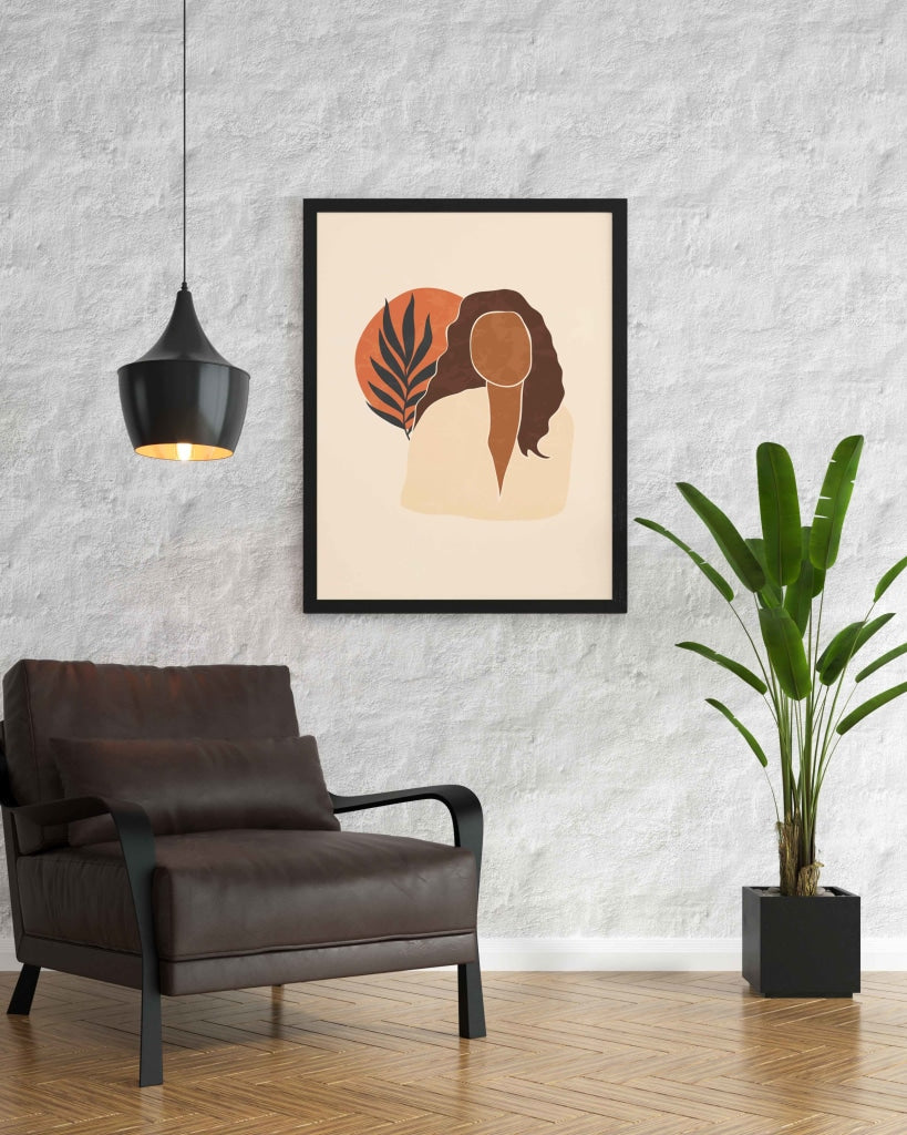 African Women With Palm Leaves Boho Art Frame For Wall Decor- Funkydecors Xs / Black Posters Prints