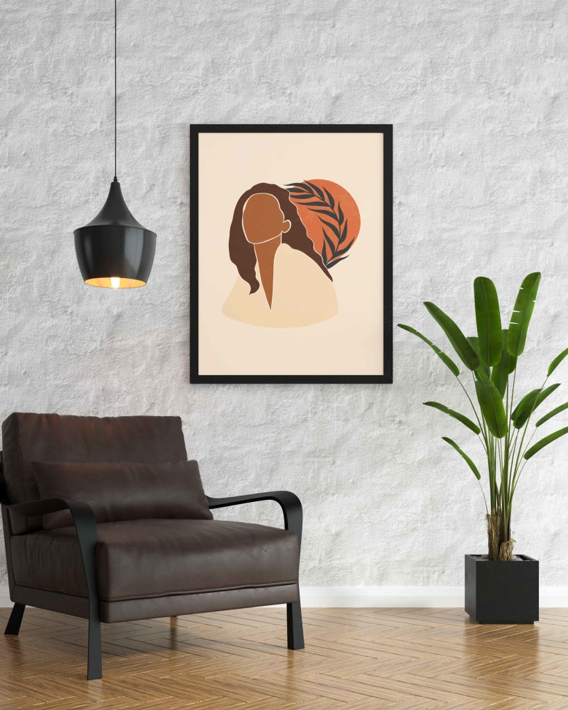 African Women With Palm Leaves Boho Art Frame For Wall Decor- Funkydecors Xs / Black Posters Prints