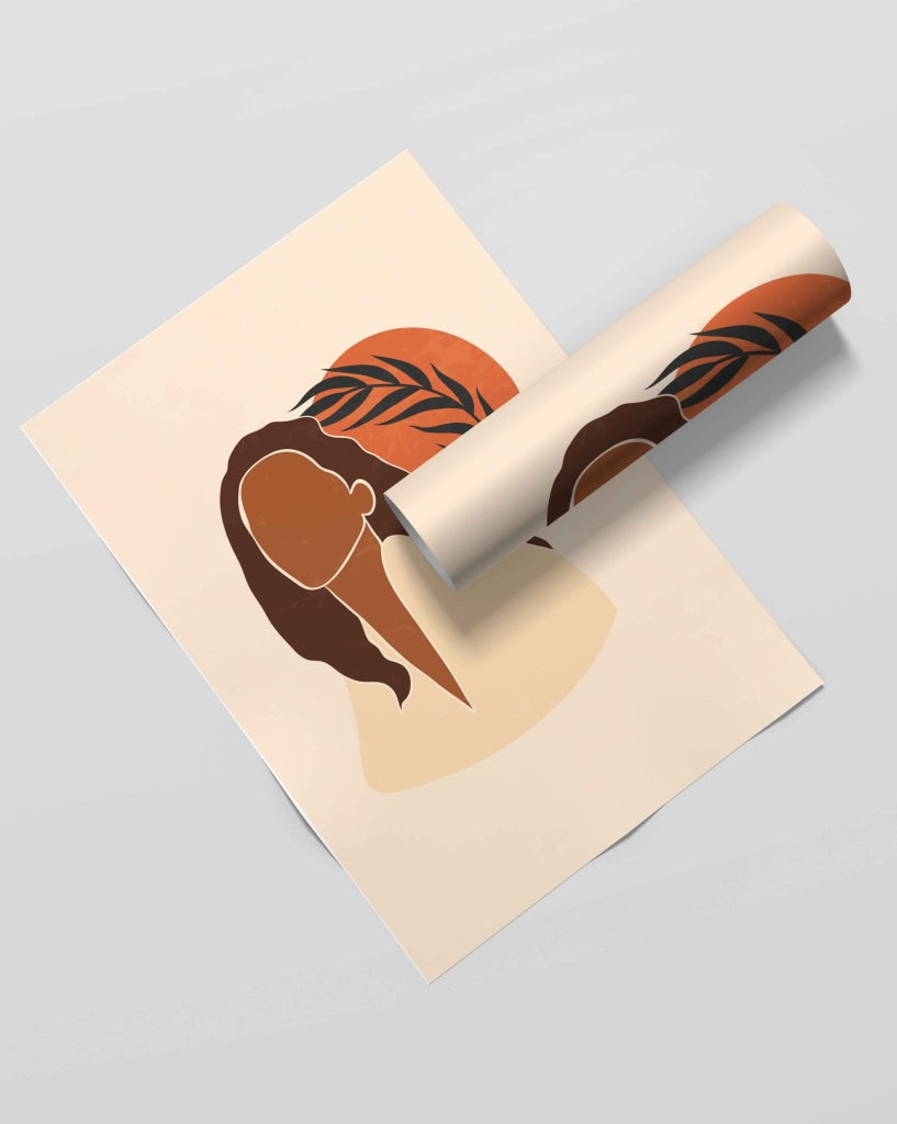 African Women With Palm Leaves Boho Art Frame For Wall Decor- Funkydecors Xs / Roll Posters Prints &