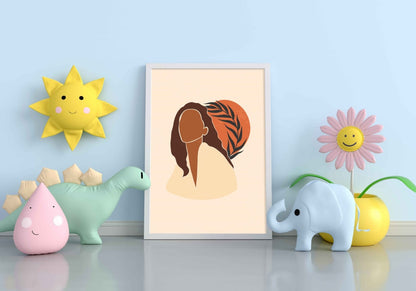African Women With Palm Leaves Boho Art Frame For Wall Decor- Funkydecors Xs / White Posters Prints