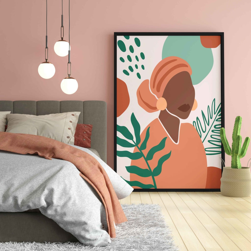 Afro Nature Love Women Portrait Art Frame For Wall Decor- Funkydecors Xs / Black Posters Prints &
