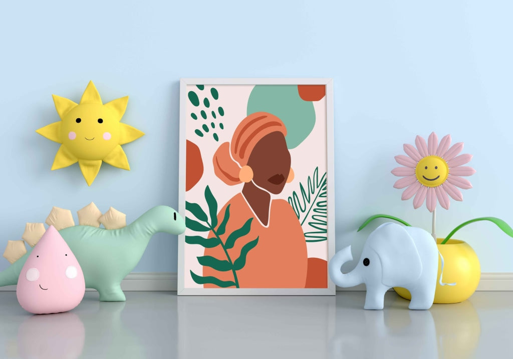Afro Nature Love Women Portrait Art Frame For Wall Decor- Funkydecors Xs / White Posters Prints &