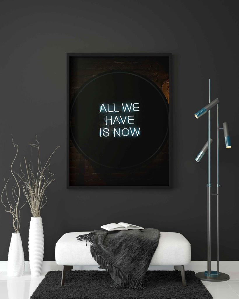 All We Have Is Now - Motivational Quotes Art Frame For Wall Decor- Funkydecors Xs / Black Posters