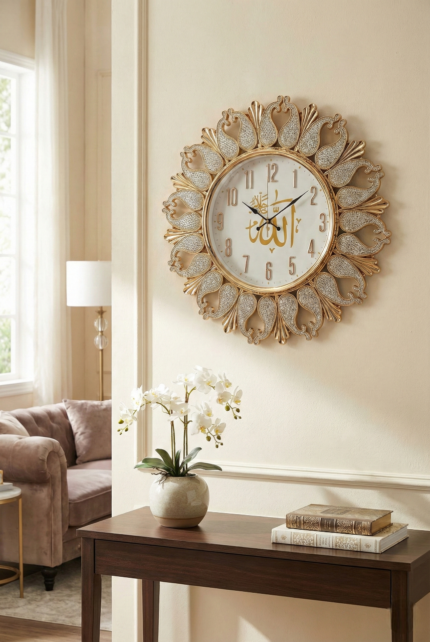 allah jalla jalaluhu arabic calligraphy wall clock