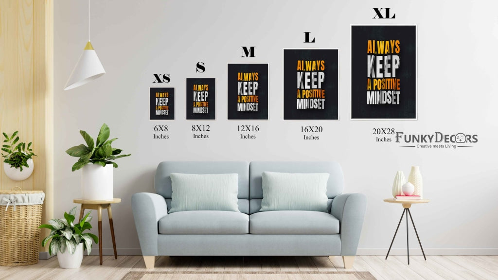 Always Keep A Positive Mindset- Motivation Quotes Art Frame For Wall Decor- Funkydecors Posters