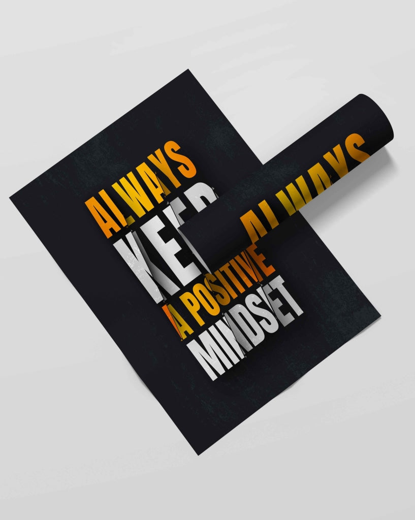 Always Keep A Positive Mindset- Motivation Quotes Art Frame For Wall Decor- Funkydecors Xs / Roll