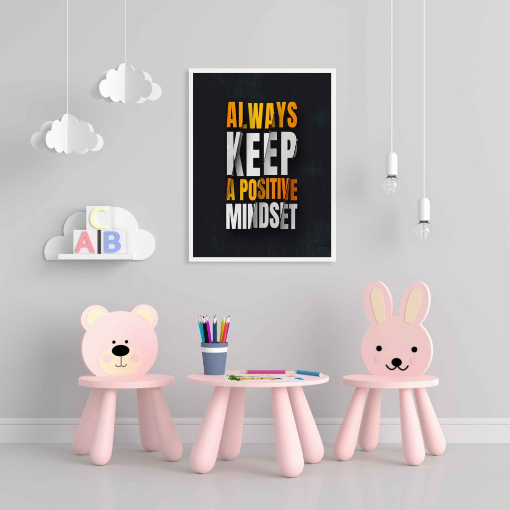 Always Keep A Positive Mindset- Motivation Quotes Art Frame For Wall Decor- Funkydecors Xs / White