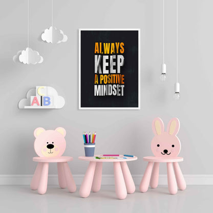 Always Keep A Positive Mindset- Motivation Quotes Art Frame For Wall Decor- Funkydecors Xs / White