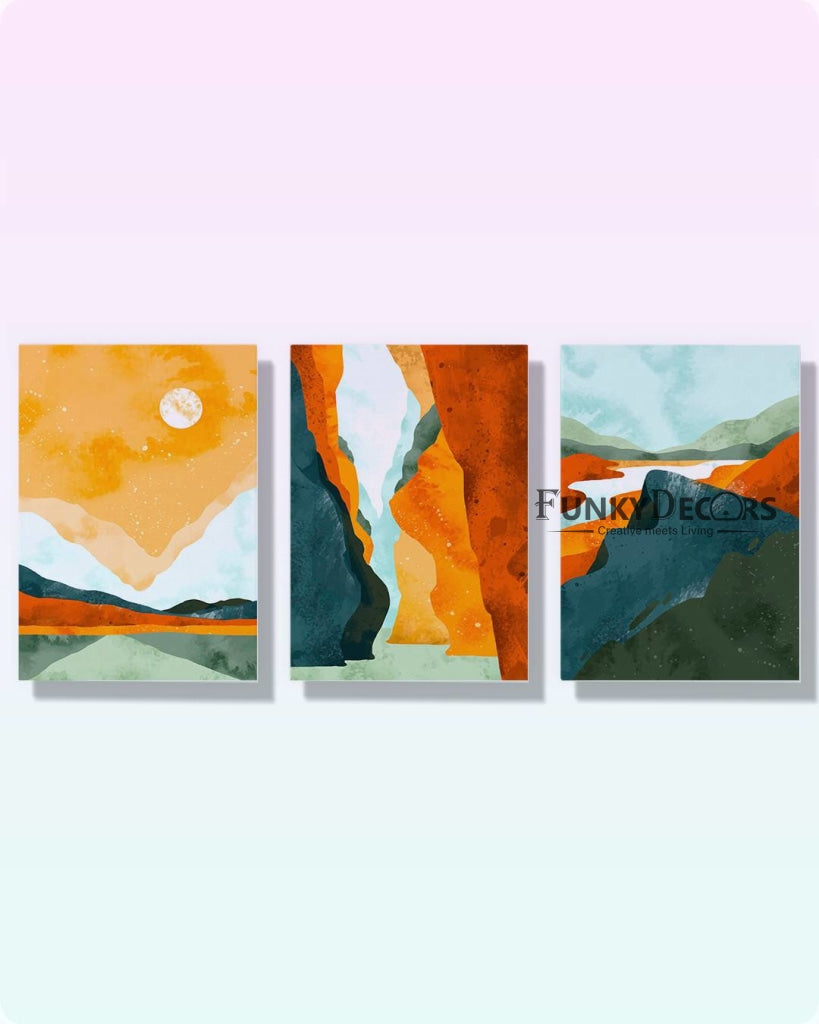 Art Of Layers - Abstract 3 Panels Frame For Wall Decor- Funkydecors Posters Prints &amp; Visual Artwork