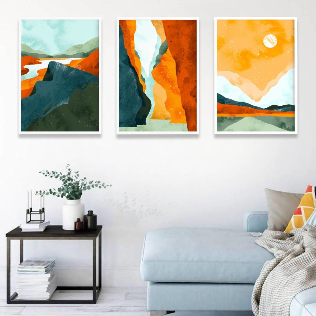 Art Of Layers - Abstract 3 Panels Frame For Wall Decor- Funkydecors Xs / White Posters Prints &