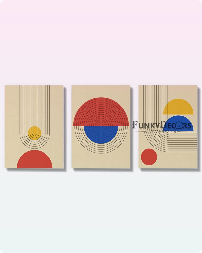 Art Of Lines - 3 Panels Abstract Frame For Wall Decor- Funkydecors Posters Prints &amp; Visual Artwork