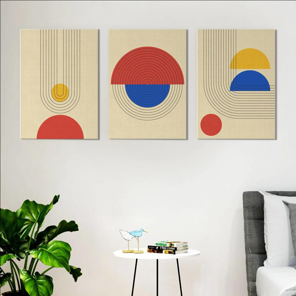 Art Of Lines - 3 Panels Abstract Frame For Wall Decor- Funkydecors Xs / Canvas Posters Prints &amp;