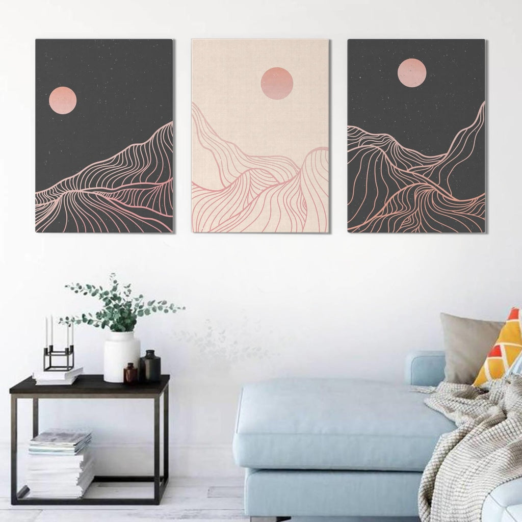 Art Of Strokes - 3 Panels Abstract Frame For Wall Decor- Funkydecors Xs / Canvas Posters Prints &amp;