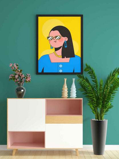 Artistic Design Women Portrait Art Frame For Wall Decor- Funkydecors Xs / Black Posters Prints &