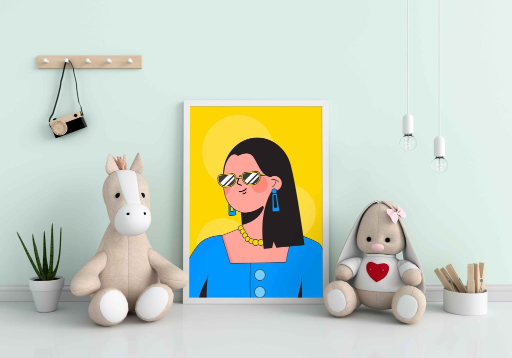 Artistic Design Women Portrait Art Frame For Wall Decor- Funkydecors Xs / White Posters Prints &