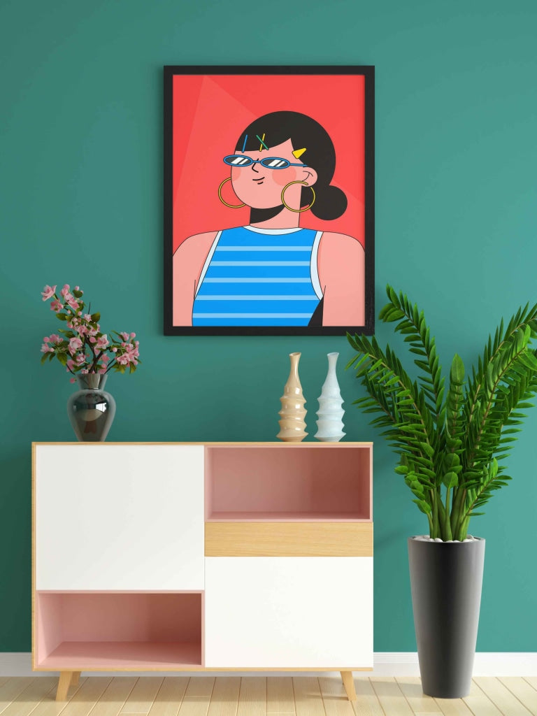 Artistic Women Design Portrait Art Frame For Wall Decor- Funkydecors Xs / Black Posters Prints &