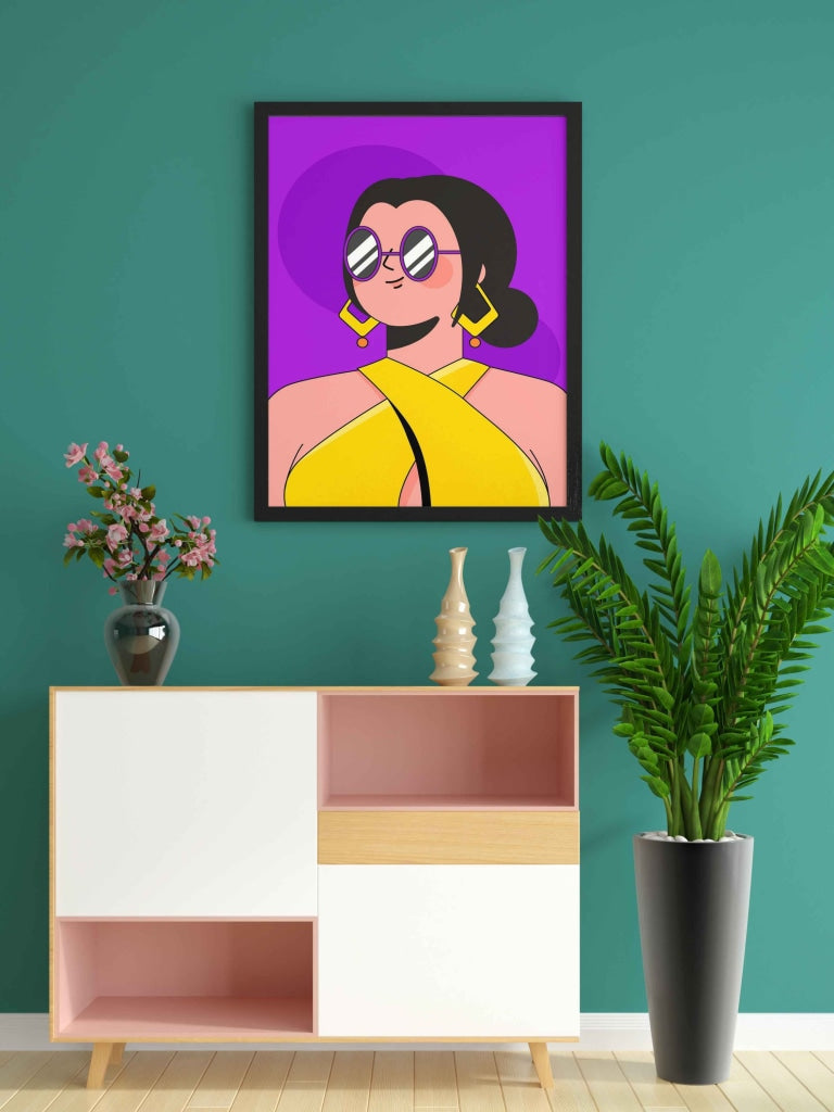 Artistic Women Design Portrait Art Frame For Wall Decor- Funkydecors Xs / Black Posters Prints &