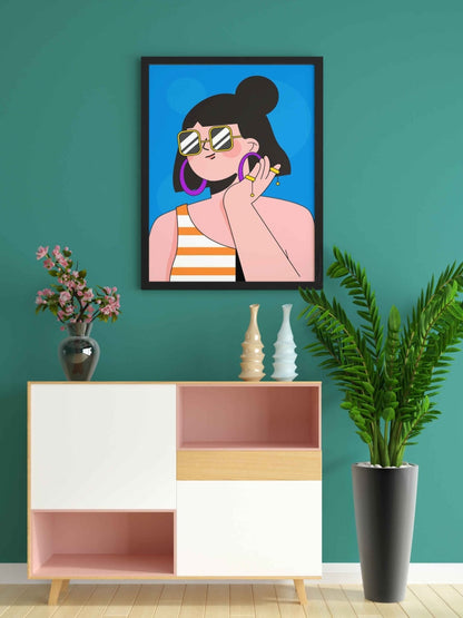 Artistic Women Design Portrait Art Frame For Wall Decor- Funkydecors Xs / Black Posters Prints &