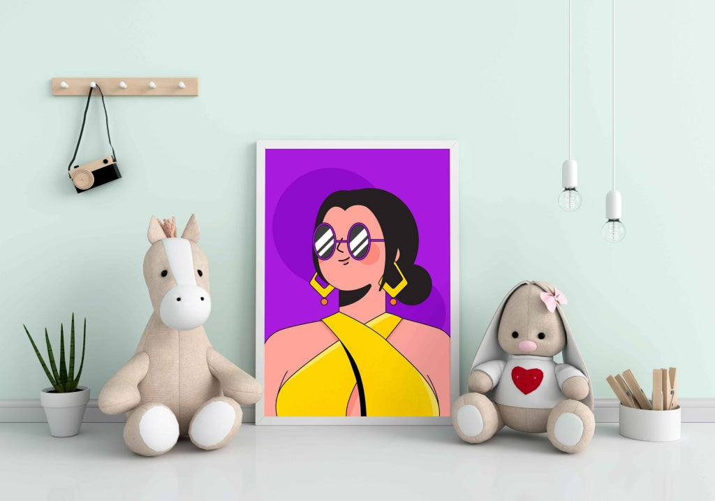 Artistic Women Design Portrait Art Frame For Wall Decor- Funkydecors Xs / White Posters Prints &