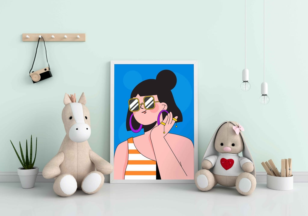 Artistic Women Design Portrait Art Frame For Wall Decor- Funkydecors Xs / White Posters Prints &