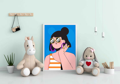 Artistic Women Design Portrait Art Frame For Wall Decor- Funkydecors Xs / White Posters Prints &