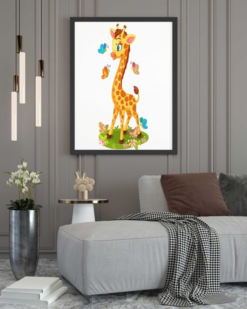 Baby Giraffe - Nursery Art Frame For Wall Decor- Funkydecors Xs / Black Posters Prints &amp; Visual
