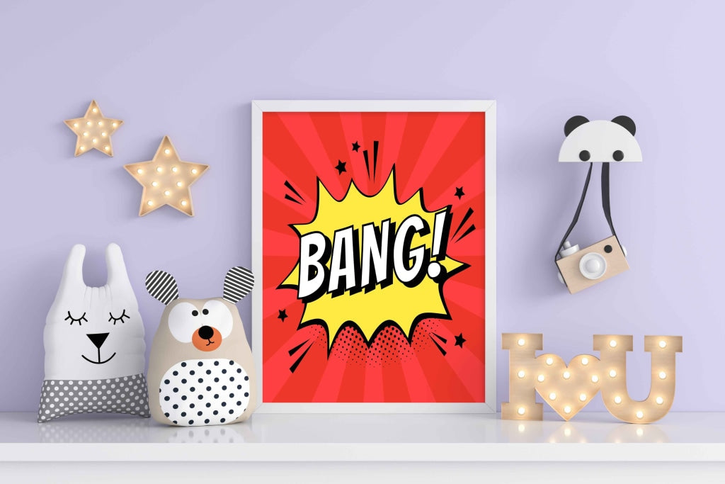 Bang - Pop Art Frame For Wall Decor- Funkydecors Xs / White Posters Prints &amp; Visual Artwork