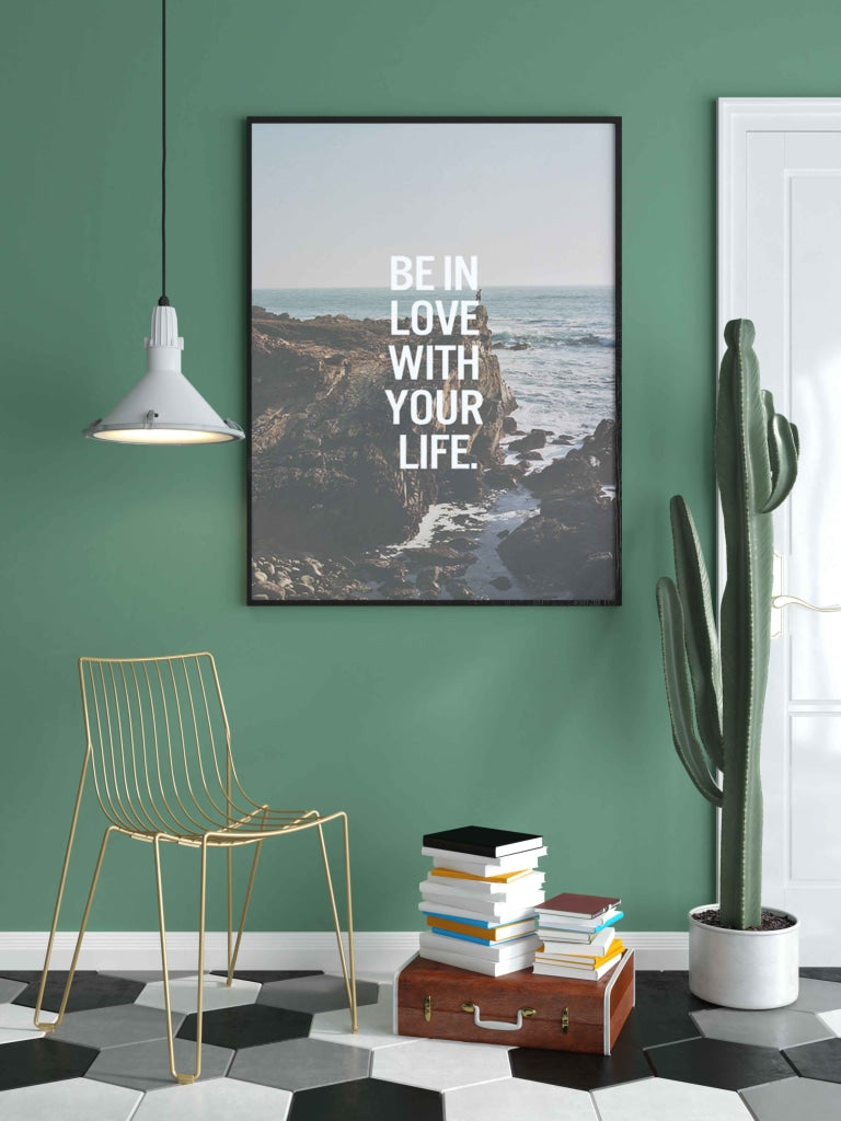 Be In Love With Your Life - Quotes Art Frame For Wall Decor- Funkydecors Xs / Black Posters Prints &amp;