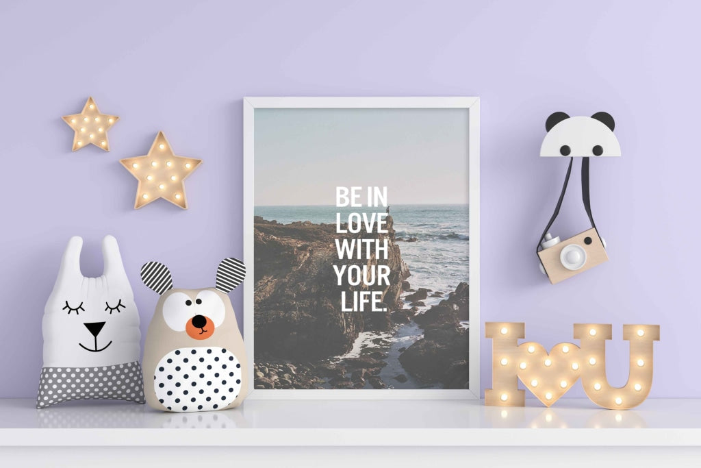 Be In Love With Your Life - Quotes Art Frame For Wall Decor- Funkydecors Xs / White Posters Prints &amp;