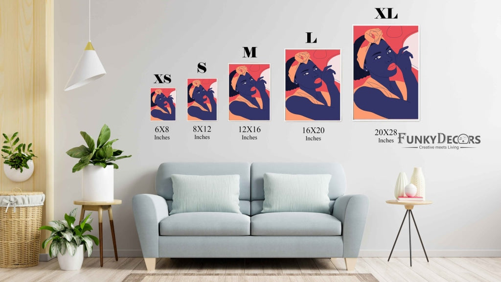 Beauty Of Blue Women Portrait Art Frame For Wall Decor- Funkydecors Posters Prints & Visual Artwork