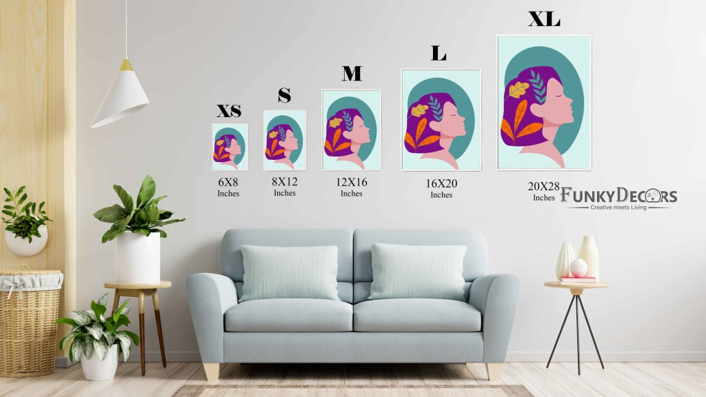 Beauty With Brain Women Portrait Art Frame For Wall Decor- Funkydecors Posters Prints & Visual
