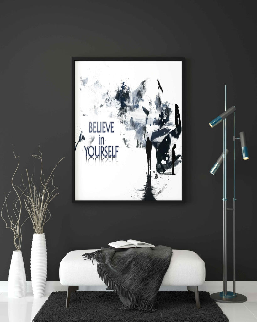 Believe In Yourself - Motivation Quotes Art Frame For Wall Decor- Funkydecors Xs / Black Posters
