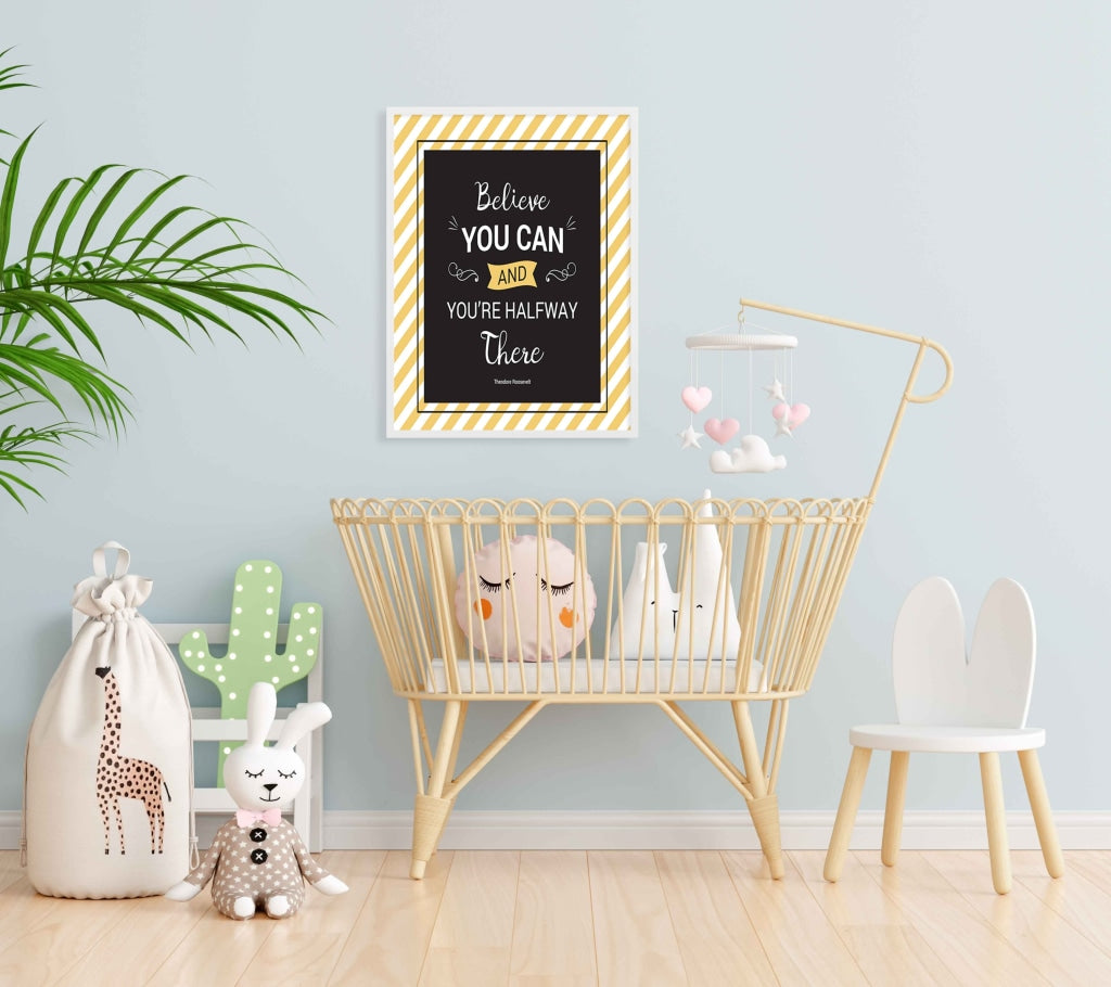 Believe You Can And Youre Halfway There - Motivation Quotes Art Frame For Wall Decor- Funkydecors Xs