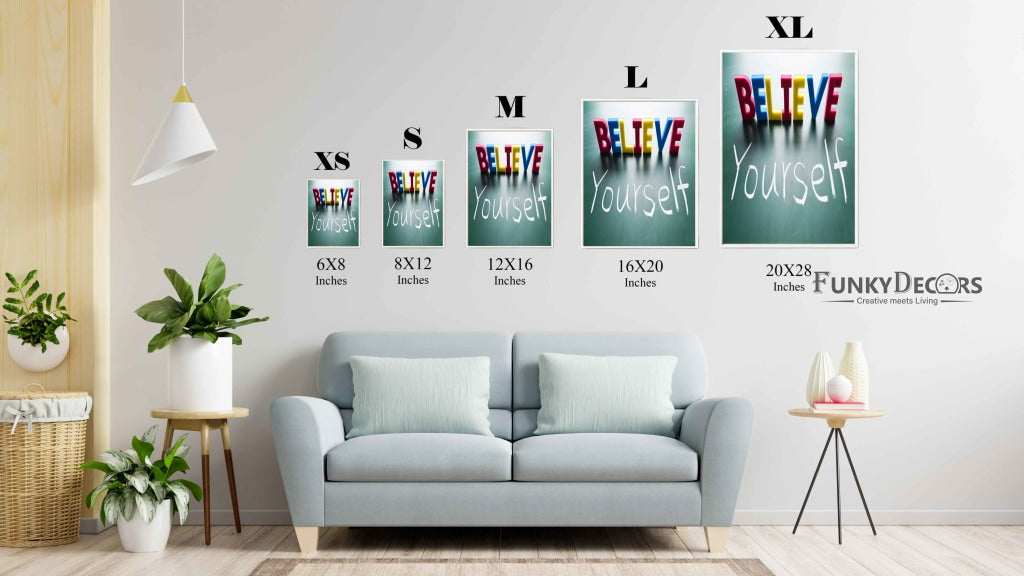 Believe Yourself - Motivational Quotes Art Frame For Wall Decor- Funkydecors Posters Prints &amp; Visual