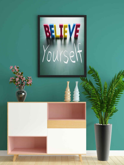 Believe Yourself - Motivational Quotes Art Frame For Wall Decor- Funkydecors Xs / Black Posters