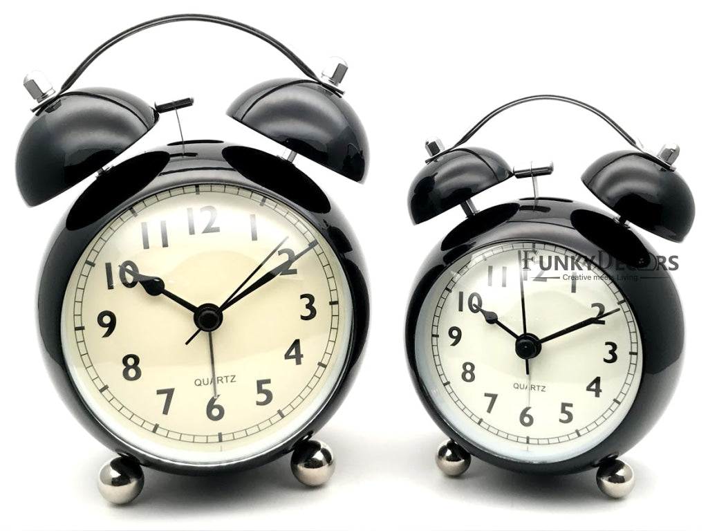 Black Royal Retro Style Alarm Kids Room Table Clock-Funkydecors Clocks