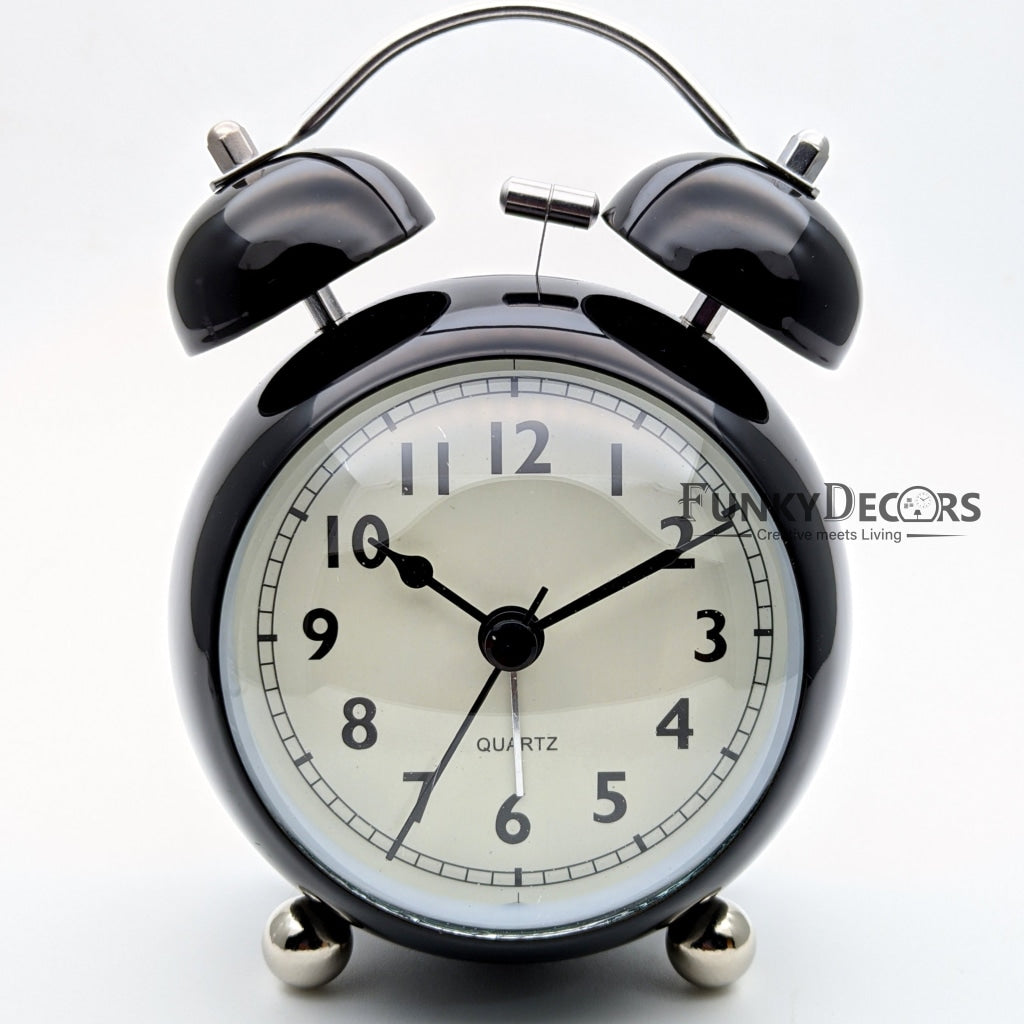 Black Royal Retro Style Alarm Kids Room Table Clock-Funkydecors Clocks