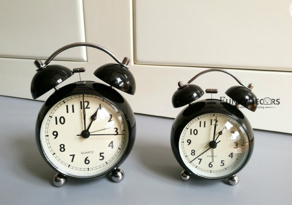 Black Royal Retro Style Alarm Kids Room Table Clock-Funkydecors Clocks