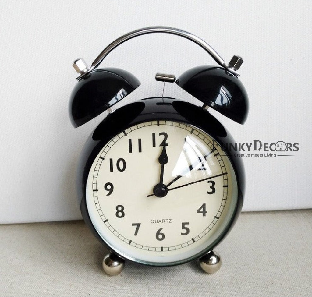Black Royal Retro Style Alarm Kids Room Table Clock-Funkydecors Clocks