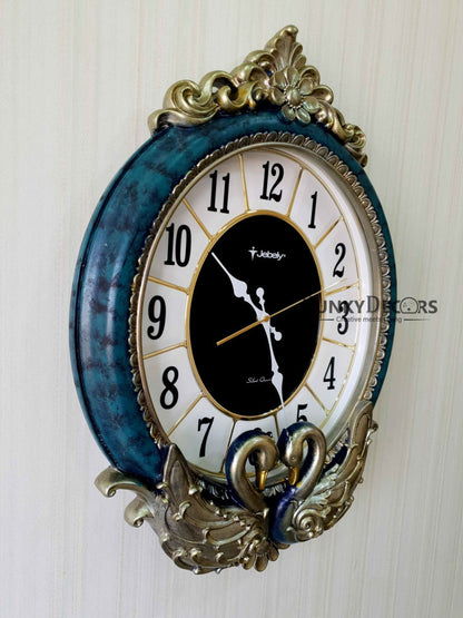 Blue Grey Designer Vintage Style Swan Ceramic Wall Clock For Home Office Decor And Gifts 60 Cm Tall-