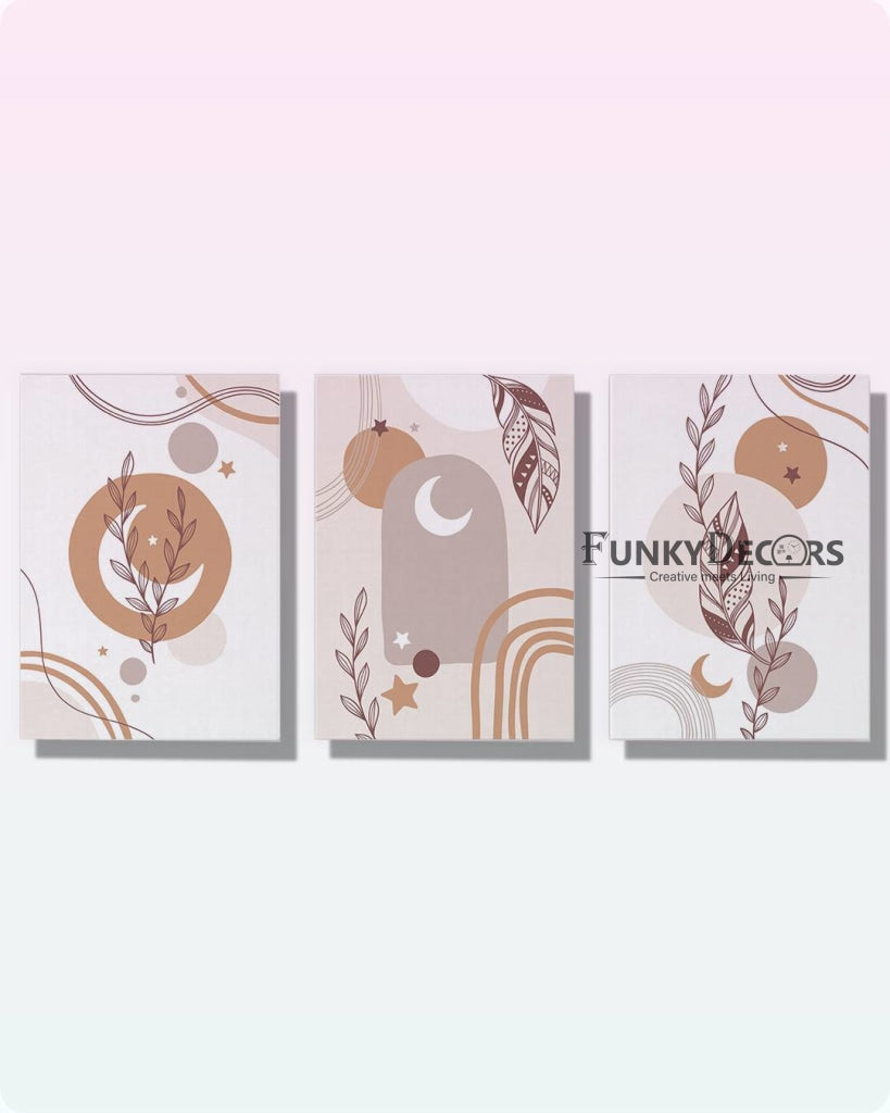 Boho Abstract 3 Panels Art Frame For Wall Decor- Funkydecors Posters Prints &amp; Visual Artwork